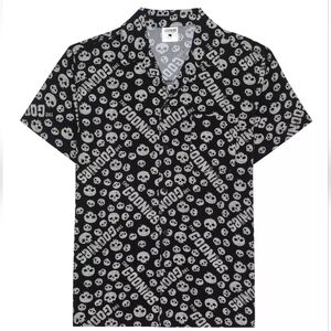 The Goonies Allover Print Woven Short Sleeve Button-Down Shirt size L